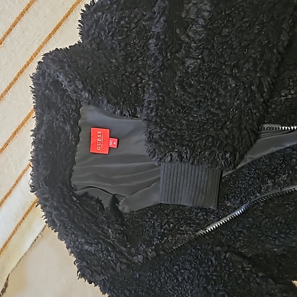 Guess Fluffy Cropped Bonber Jacket - Picture 3 of 3
